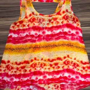 Pink orange and yellow sheer tank top